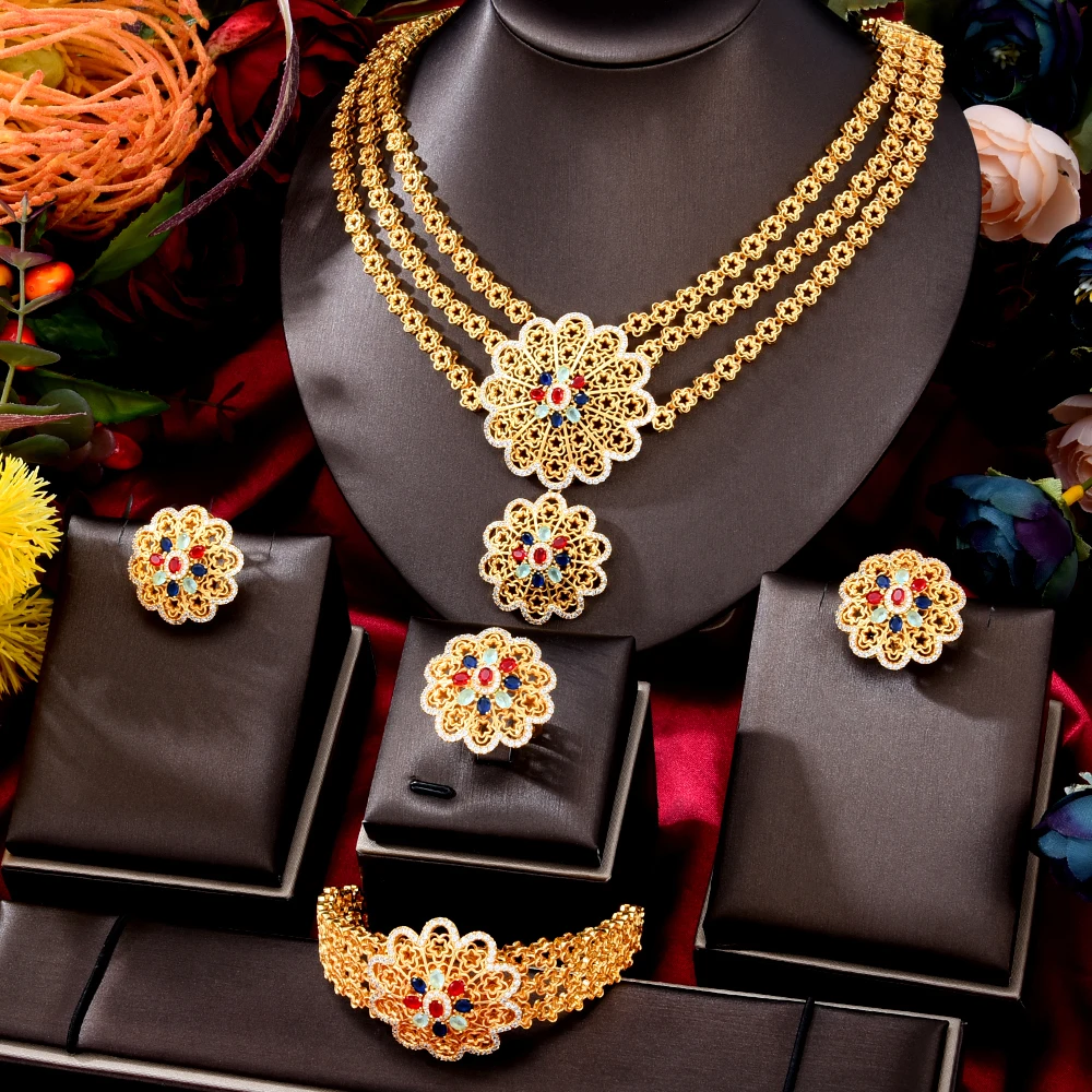 Набор свадебных серег GODKI колье и серьги в африканском стиле золотого цвета Дубая