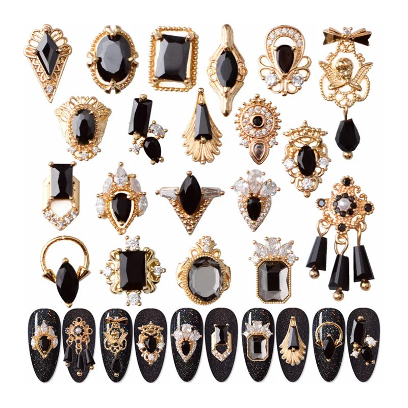 

5pcs/set Nail Art Decoration 3D Shiny Nail Rhinestones Luxury Brand Logo Diamonds Metal Nail Jewelry Nail charms