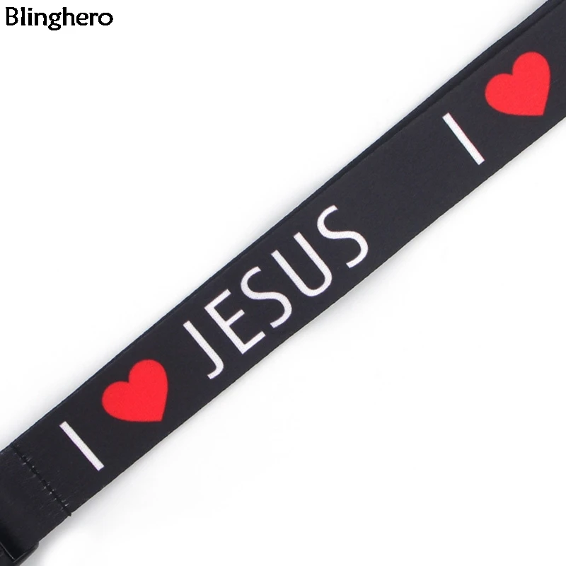 Фото Ремешок Blinghero I Love Jesus с крутым буквенным принтом, держатель для телефона, шейные ремни, стильный ремешок, подарок для друзей №3