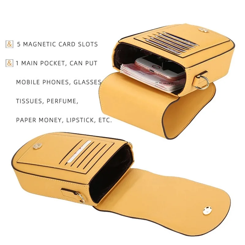 Small Crossbody Cellphone Purse For Women Femlae Solid Color Messenger Totes Shoulder Handbags Ladies Soft Leather Wallets Bags