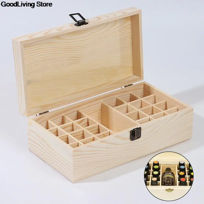 

Деревянная коробка-органайзер для хранения эфирных масел, 1 шт., 25 ячеек, контейнер для ароматерапии, Коробка Для Хранения Драгоценностей