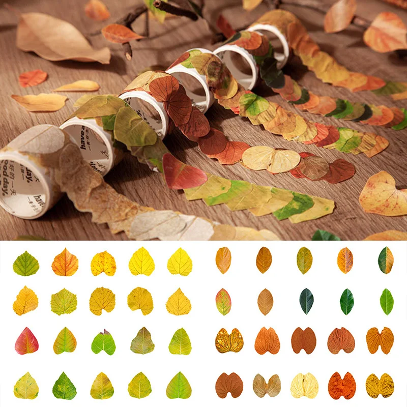 

8 Styles Aesthetic Leaves Washi Tape Stickers Creative Literary DIY Fallen Leaves Hand Account Decorative masking tape