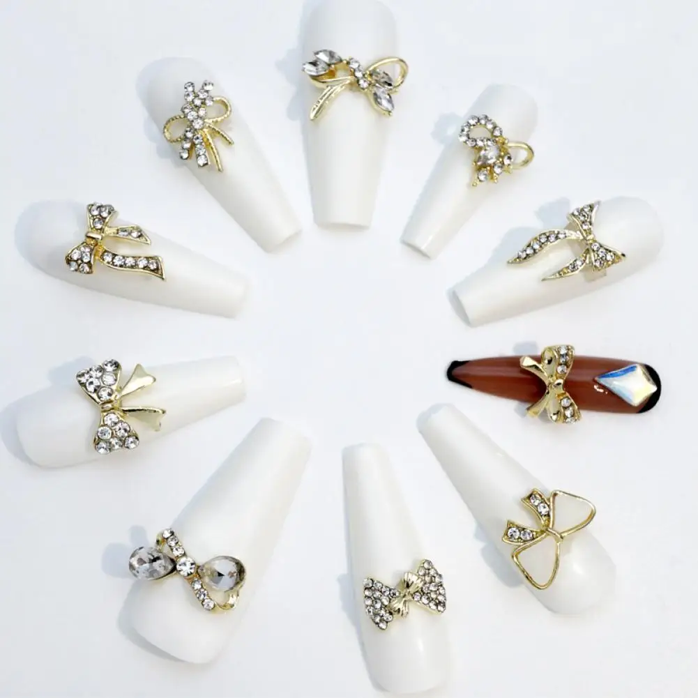 

10Pcs Manicure Decor Stylish Luxury Vivid Nail Art Jewelry Bow for Girl Nail Decoration Nail Rhinestones