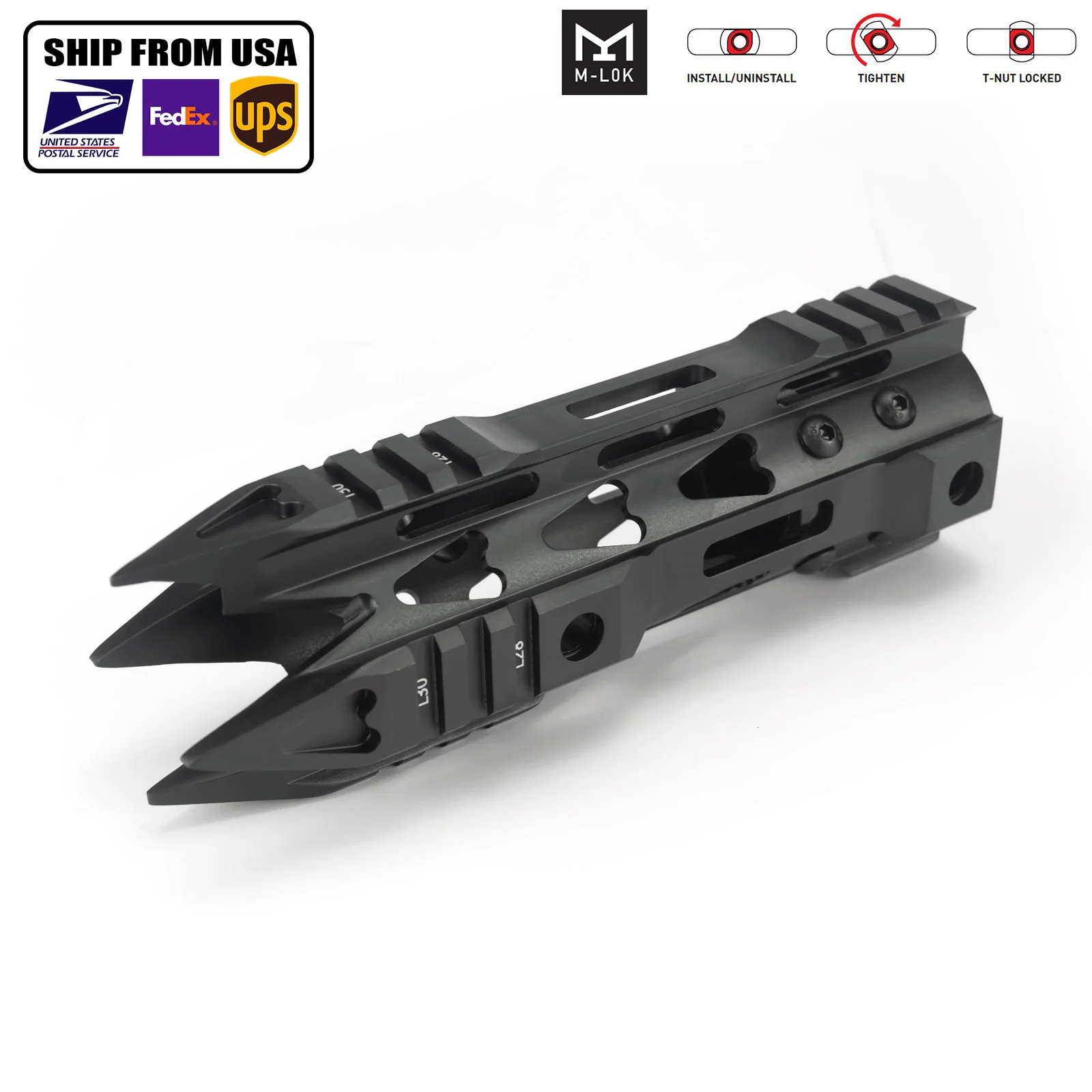 

7 "L сверхтонкая алюминиевая защитная гайка Mlok, цилиндрическая направляющая, свободный поплавок, крепление для прицела Пикатинни, страйкбол...