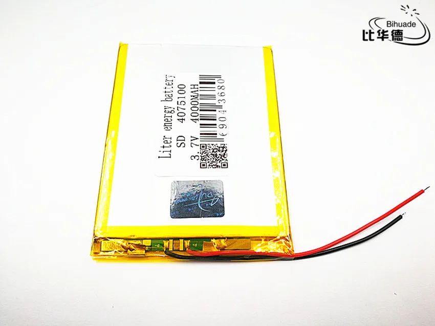 

3 шт. литровая энергетическая батарея хорошего качества 3,7 в, 4000 мАч 4075100, полимерная литий-ионная/литий-ионная батарея для планшетного ПК, GPS,mp3,mp4