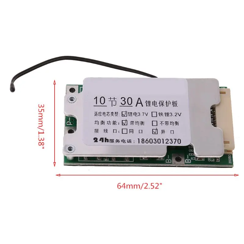 

Upgraded 10S 36V 30A with Balancing Li-ion Lithium 18650 Battery Protection Board BMS PCB Board with Balance Drop Shipping