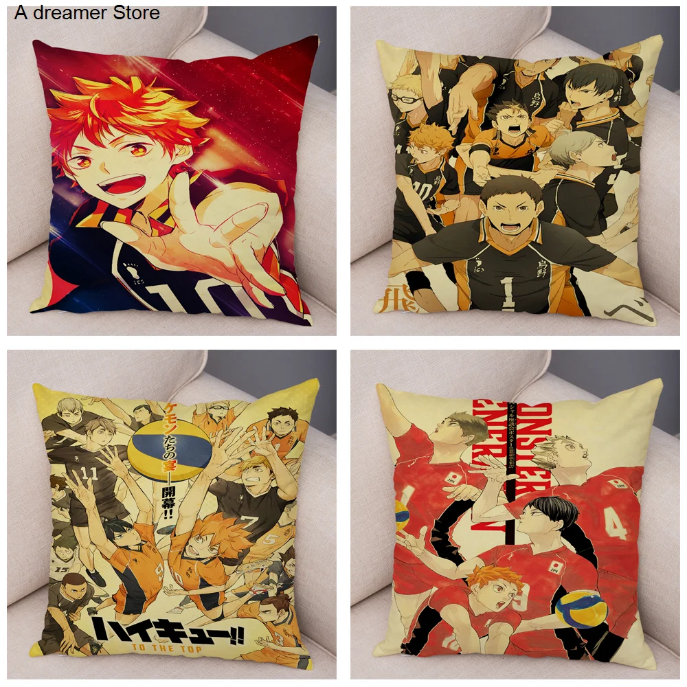 

Japan Anime Haikyuu Print Cushion Cover Decor Cartoon Volleyball Boy Pillowcase Soft Plush Pillow Case for Sofa Home Car 45x45cm