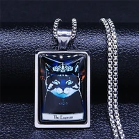 tarot glacoide felis the empress cream stainless steel glass necklaces silver color necklace menwomen jewelry collier nxs06