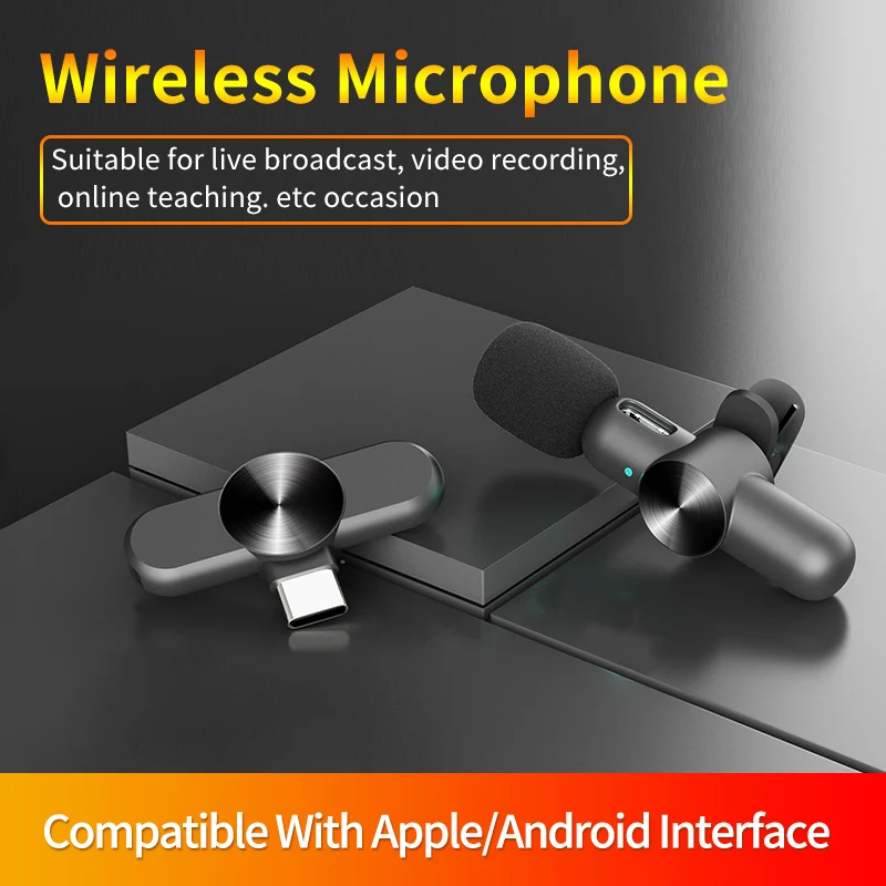 

Wireless Lavalier Microphone Broadcast Lapel Microphones Set Short Video Recording Chargeable Handheld Microphone Live Streaming