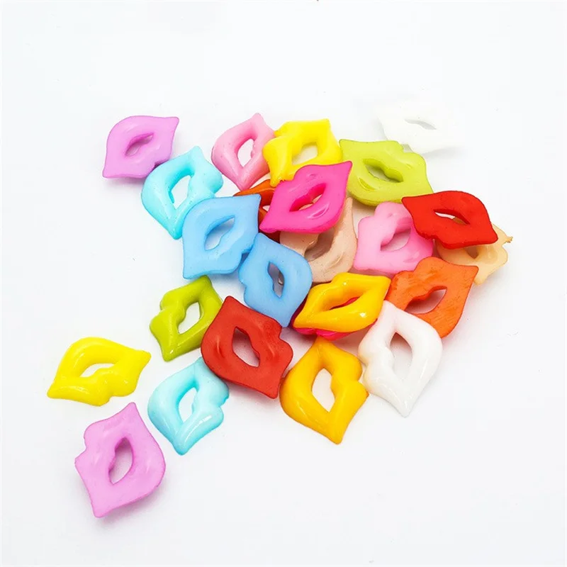 

100pcs 18x13mm Red Plastic Mouth Lip Buttons For Sewing Accessories DIY Baby Crafts Wedding Card Decorations