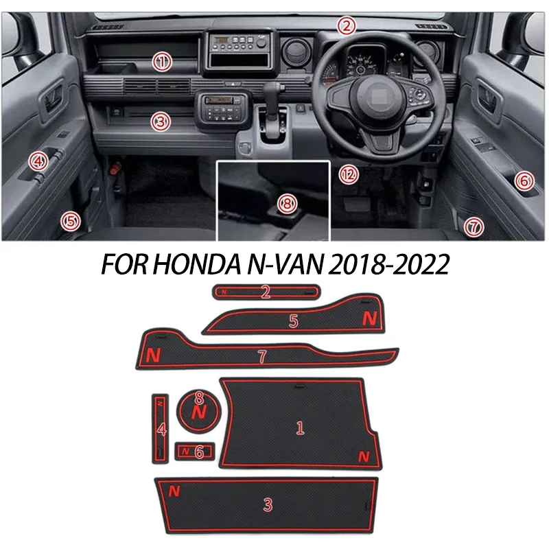 Противоскользящий коврик с прорезями для ворот Honda N-VAN NVAN 2018 ~ 2022 нескользящий