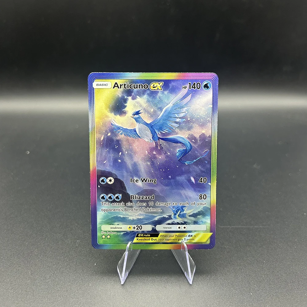 Фото DIY аниме PTCG карманная коллекционная карта английский снорлакс Raikou Entei Mew Tapu Koko рефрактивная цветная флэш-карта рождественские подарки игрушка №2