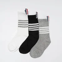 6 Pair Socks Womens Luxury Brand Thom TB Striped Socks Men Cotton Casual Branded Socks Street Fashion Classic Fashion 6pcs