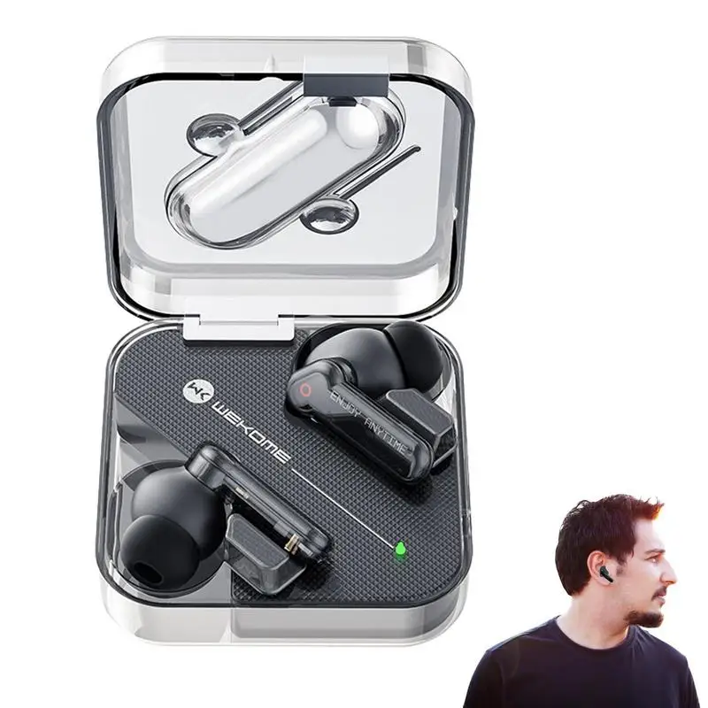 

True Wireless Earbuds Transparent Waterproof Headset Ear Built-in Mic Headphones Great Sound With Deep Bass For Sports Game