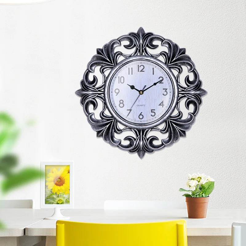 Silent Movement Plastic Vintage Wall Clock Europe Style Wall Watches Home Decor Wall Clock Art Reloj De Pared Home Decor Gift