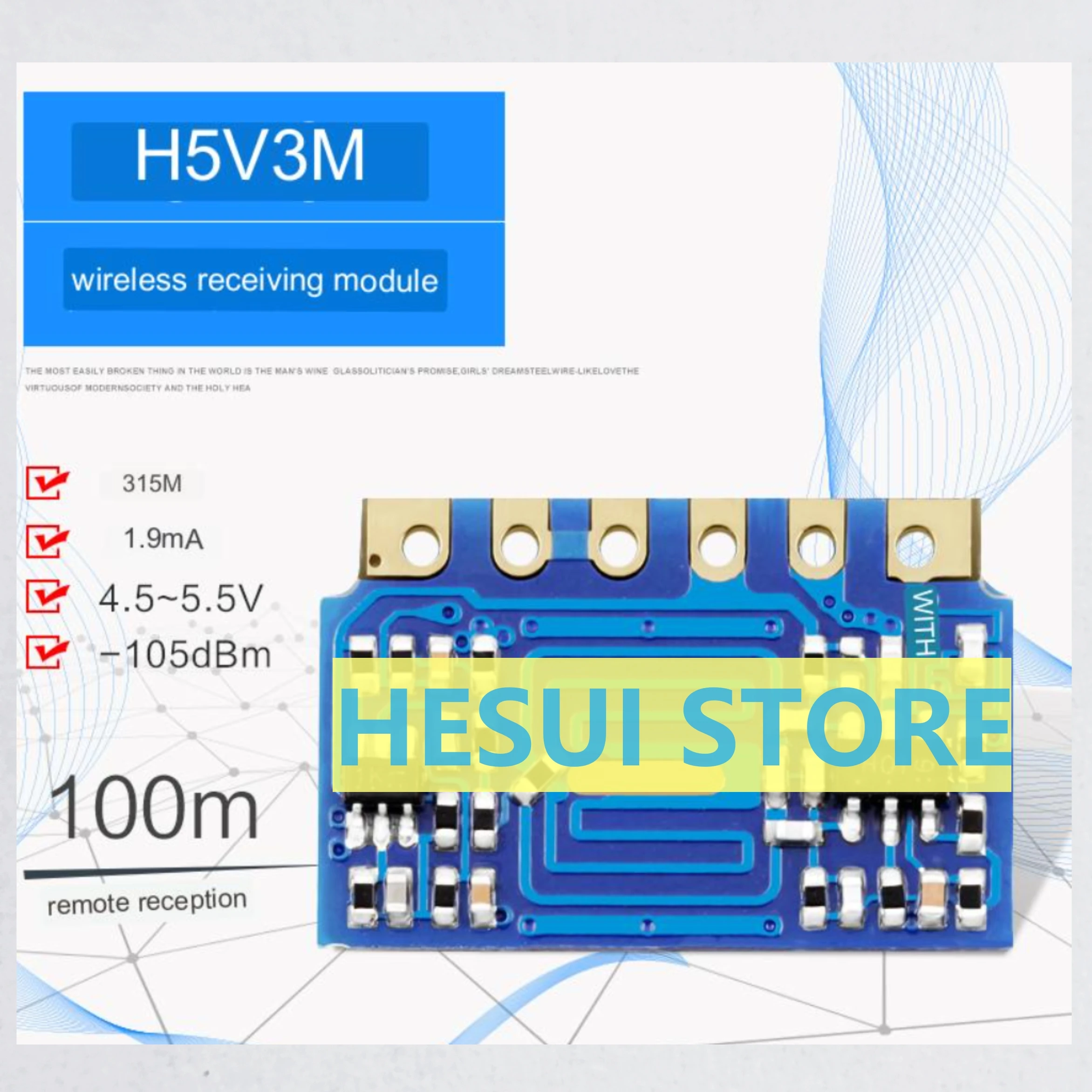 Беспроводной приемный модуль H5V3M, 315 м, Суперрегенеративный супер гетеродинный пульт дистанционного управления, модуль передатчика, малый размер, 100 метра