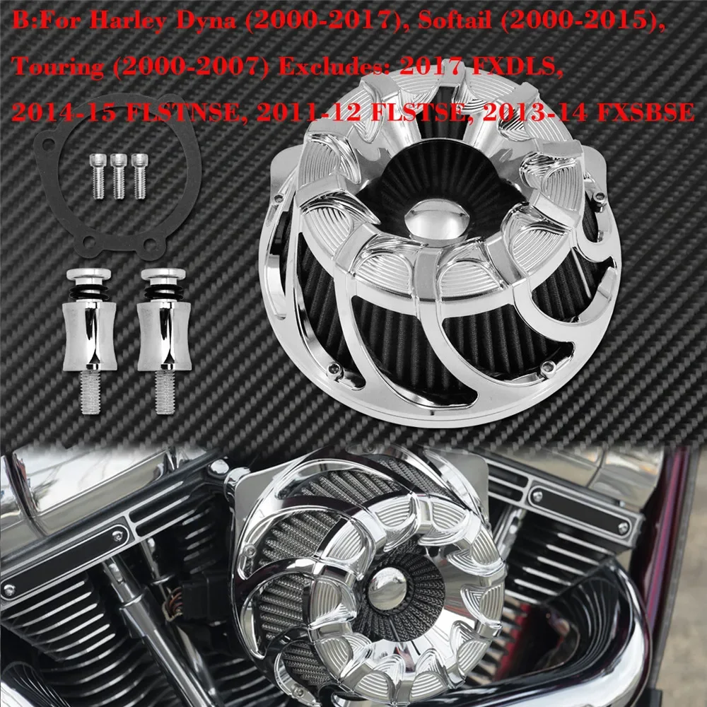 

Очиститель воздушного фильтра мотоцикла, впускной фильтр, хромированный с ЧПУ для Harley Softail Touring Road Street Glide Dyna Sportster 883 XL Fatboy