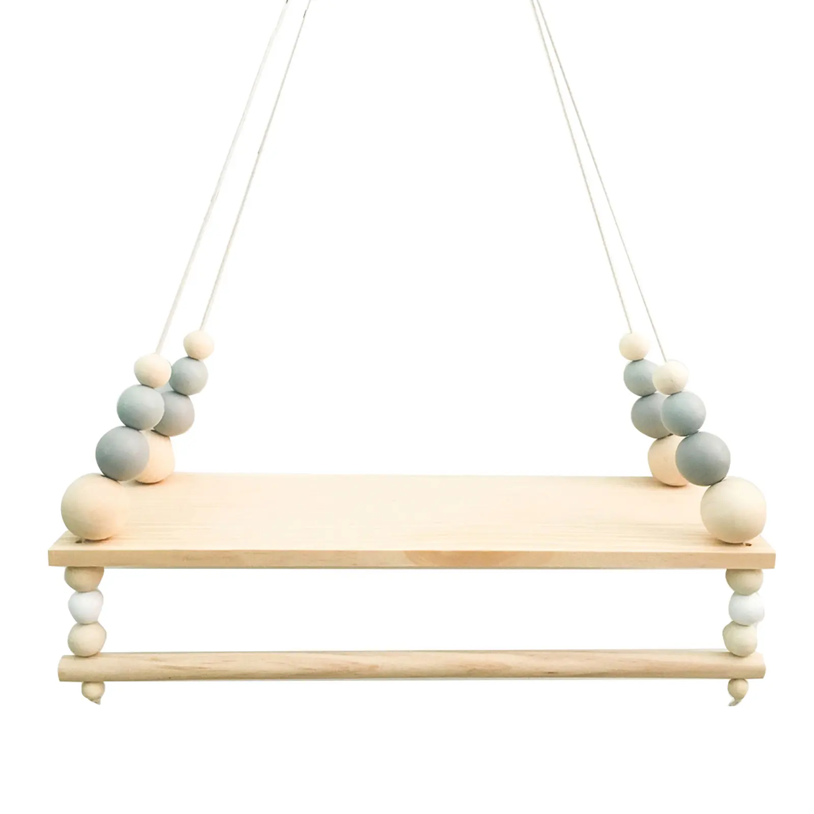 

Clothes Wood Living Room Kids Room Gift Double Deck Beads Storage Organizer Wall Shelf Home Rack Hanging Decorative Nordic Style