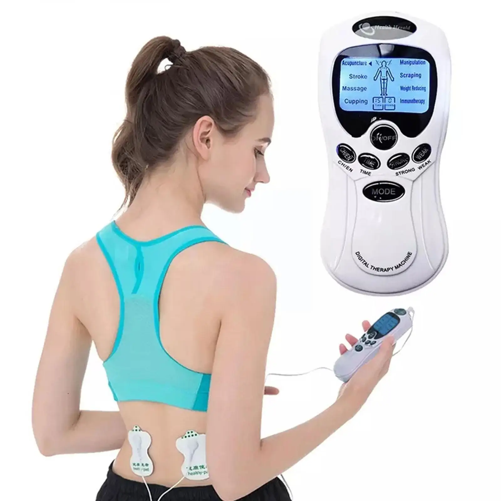 

Портативный цифровой меридиановый Массажер для облегчения боли, черный, экран для электротерапии, аккумулятор, импульс, цвет белый, I4H0