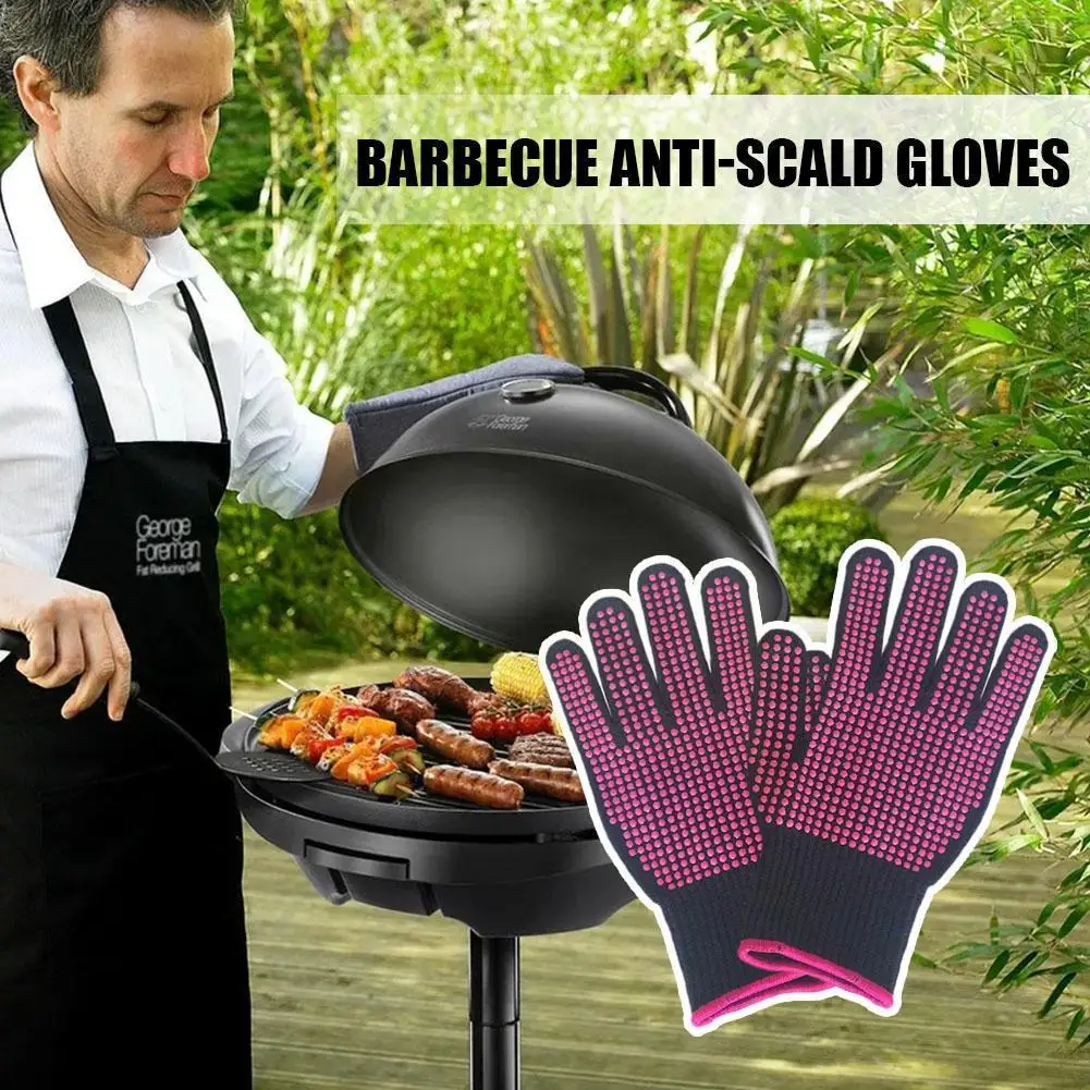 

1 пара противоскользящие перчатки для барбекю, термостойкие перчатки для барбекю, перчатки для духовки, огнестойкие перчатки, противоскользящие перчатки для кухни, кухонные перчатки P9h8