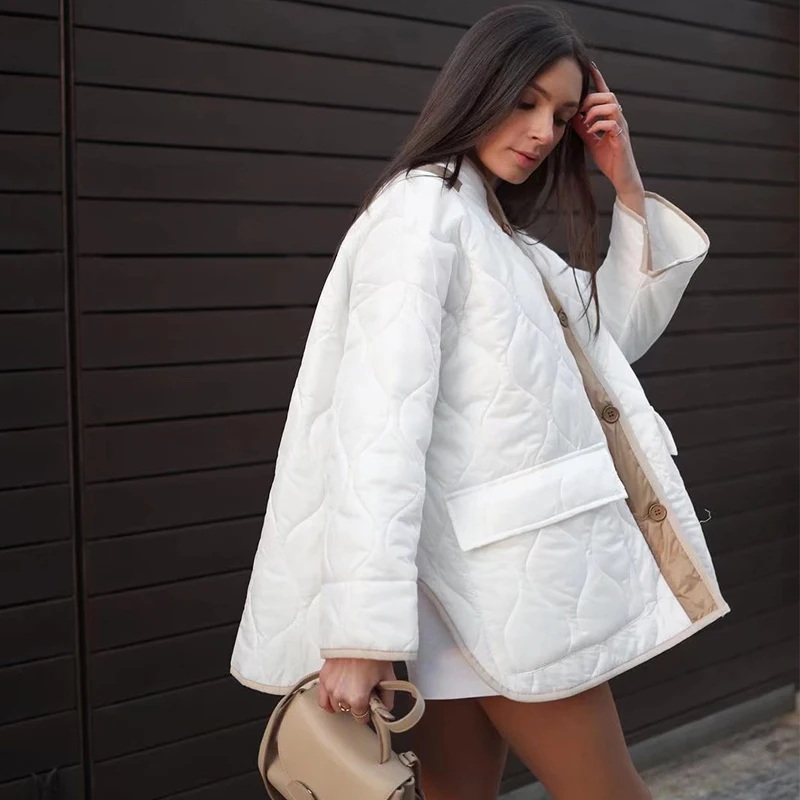 Ardm Fashion Boxy Oversized Silhouette Green Casaco Feminino2021 Contrast Piping And Trim Flap Front Pockets Winter Jacket Women