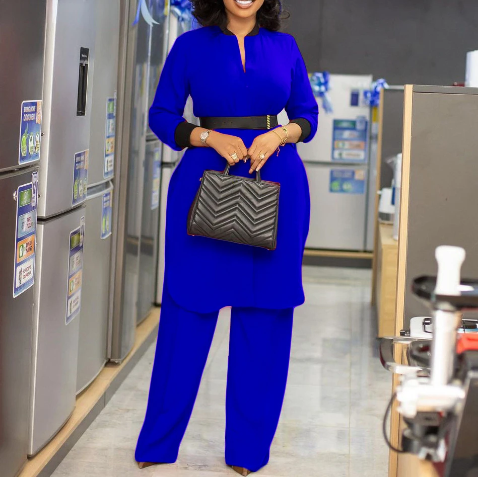 

Two Piece Set Women Tracksuit Summer Clothes African Dresses for Women Casual Party Long Dress Tops Wide Leg Pants Suits Outfits