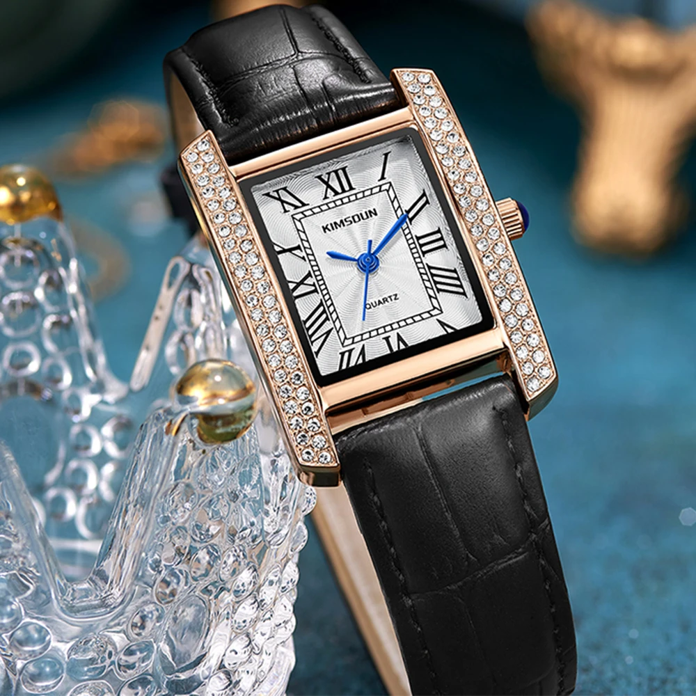 New Geneva With Diamond Ladies Watches Fashion Small Simple Quartz Women Watch Classic Waterproof Dive Leather Strap AAA Clocks