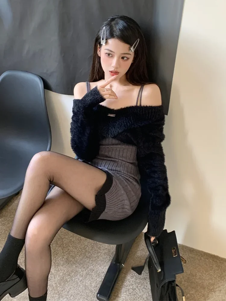 Женский трикотажный комплект из двух предметов элегантный свитер с длинным