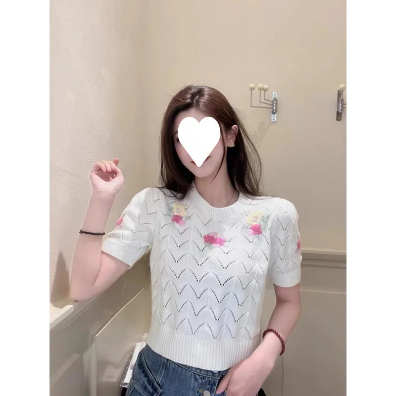 Прозрачный холодновязаный Топ NicheDesign Sensibility во французском стиле Женский пуловер