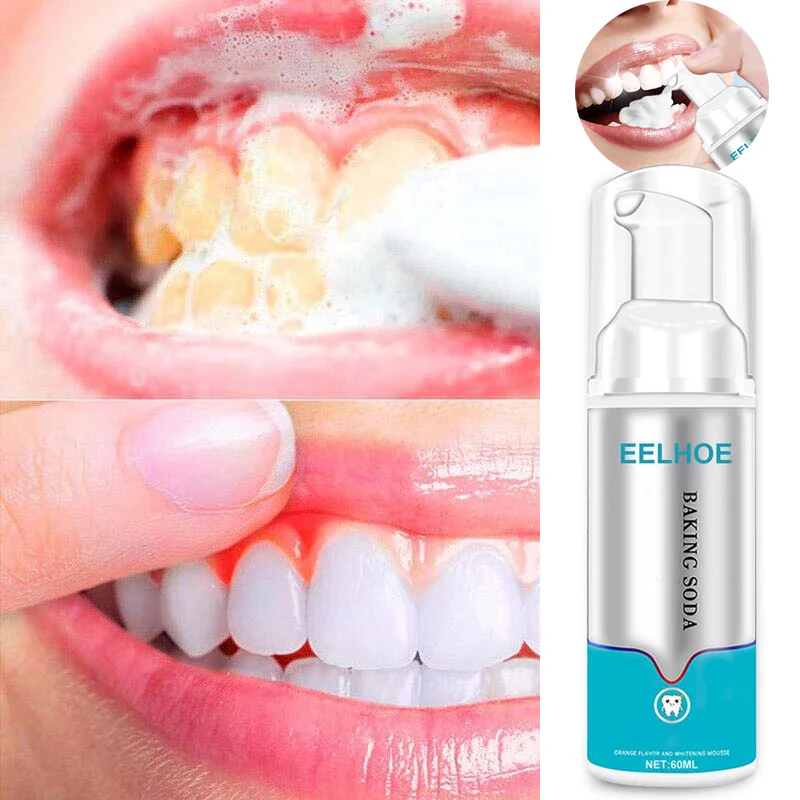 

Teeth Cleansing Foam Toothpaste Teeth Whitening Mousse Stains Removes Breath Freshen Oral Hygiene Care Foam Portable Travel 60ML