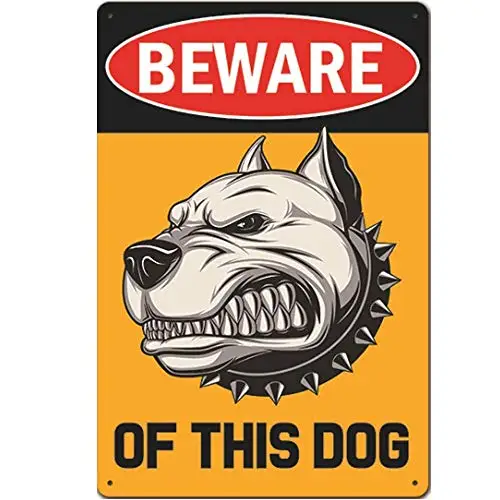 

Остерегайтесь этого постера на стену собаки, жестяной знак, винтажный декор для барбекю, ресторана, столовой, кафе, магазина;