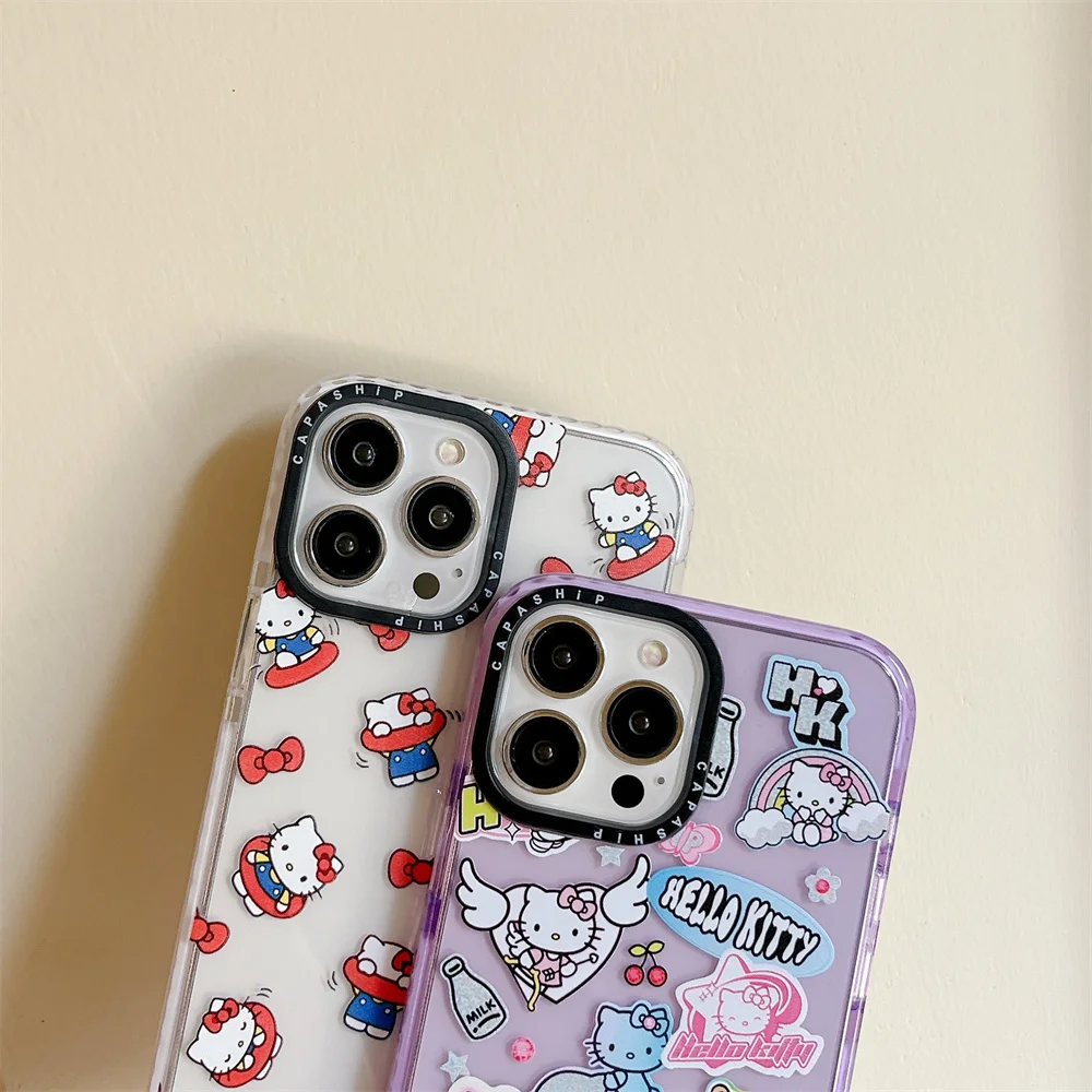 Miniso милый Hello Kitty для iPhone 15 16 promax 14 13 12 11 pro max чехлы телефонов прозрачный мягкий