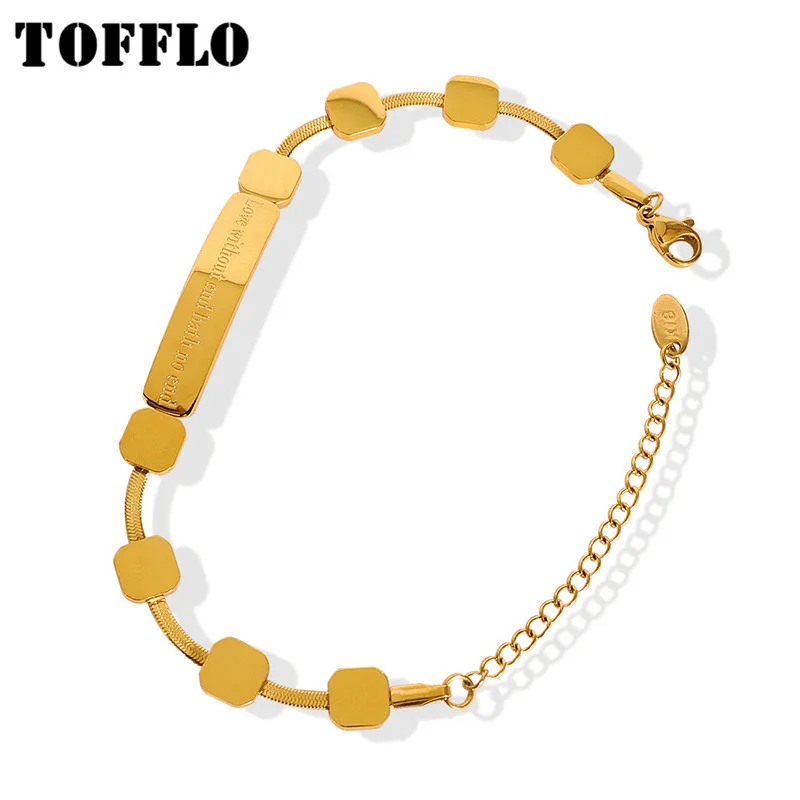 

Женский браслет из нержавеющей стали с геометрической надписью