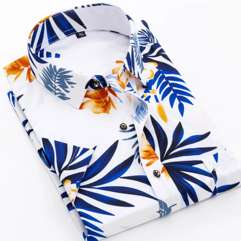 

New Printed Fashion Summer Men's Short Sleeve Casual Shirts Standard Fit Breathable Soft Party Tops Thin Beach Shirt