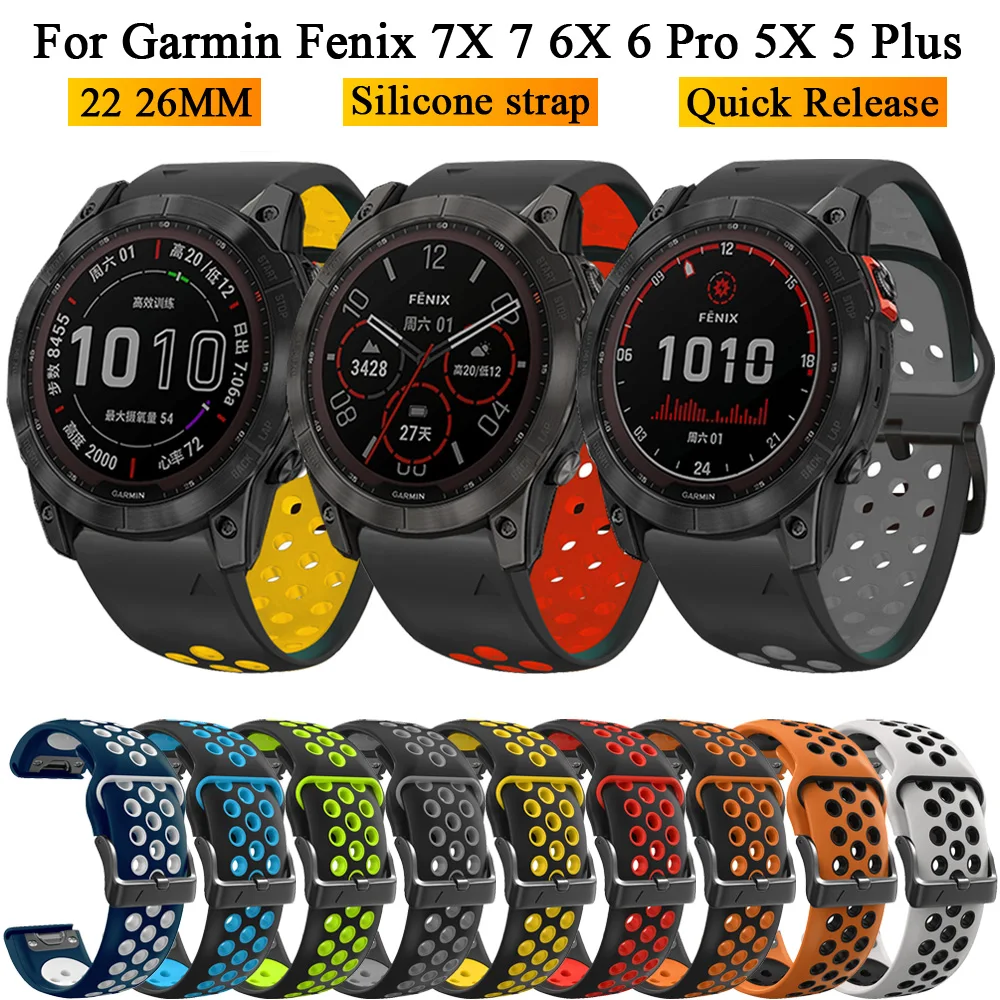 

Ремешок сменный для наручных часов Garmin Fenix 7 7X 6 6X Pro 5 5X Plus 3 3HR 945 ремешки 22 26 мм быстросъемный браслет для умных часов