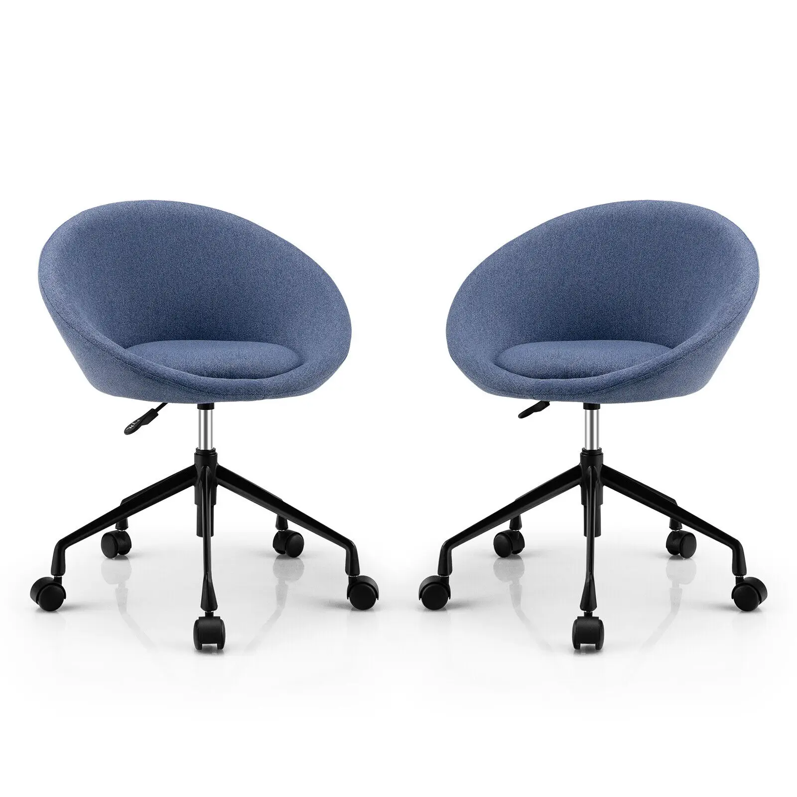 S Linen Office Round Back Chair Blue