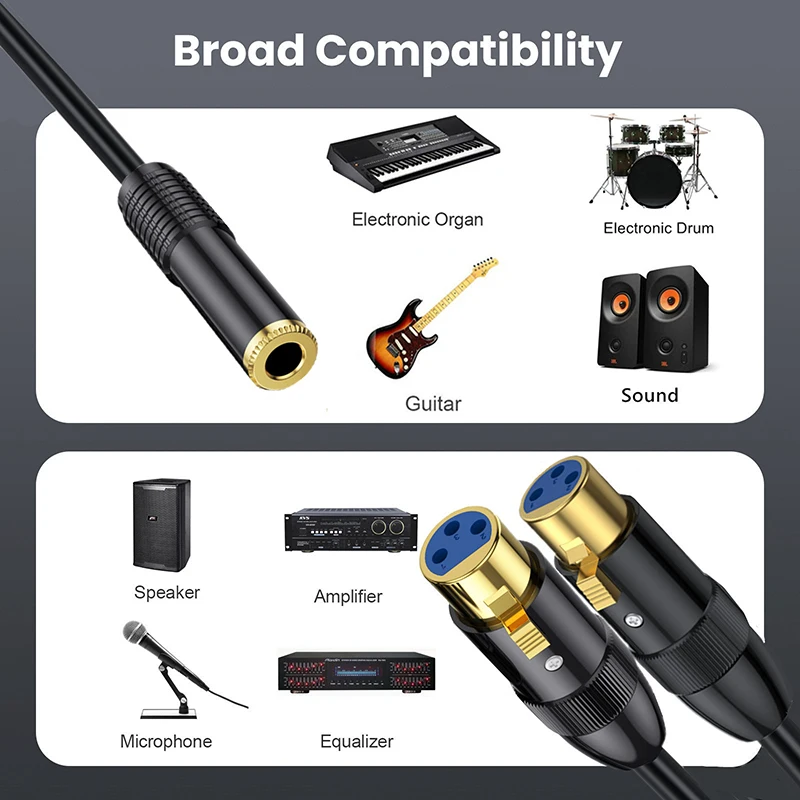 2в1 6 35 мм мама на XLR 3-контактный удлинительный кабель для студийного микрофона