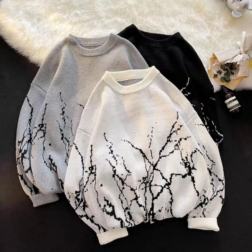 

Knitting Chic Crew Neck Japanese Style Men Winter Sweater Splash-ink Autumn Winter Sweater Casual Men Clothing