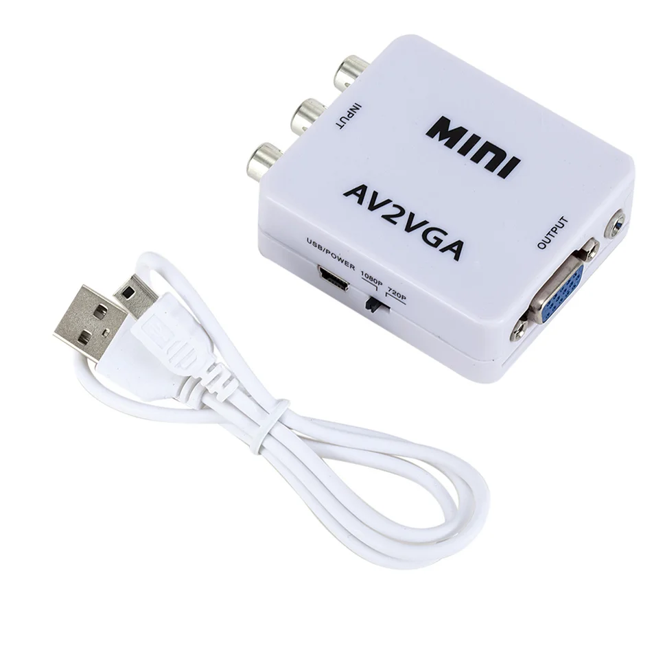 AV RCA CVBS To VGA Video Converter VGA To AV RCA Adapter With 3.5mm Audio Cable For TV Box PC Monitor 1080P HDTV Mini Converter images - 6