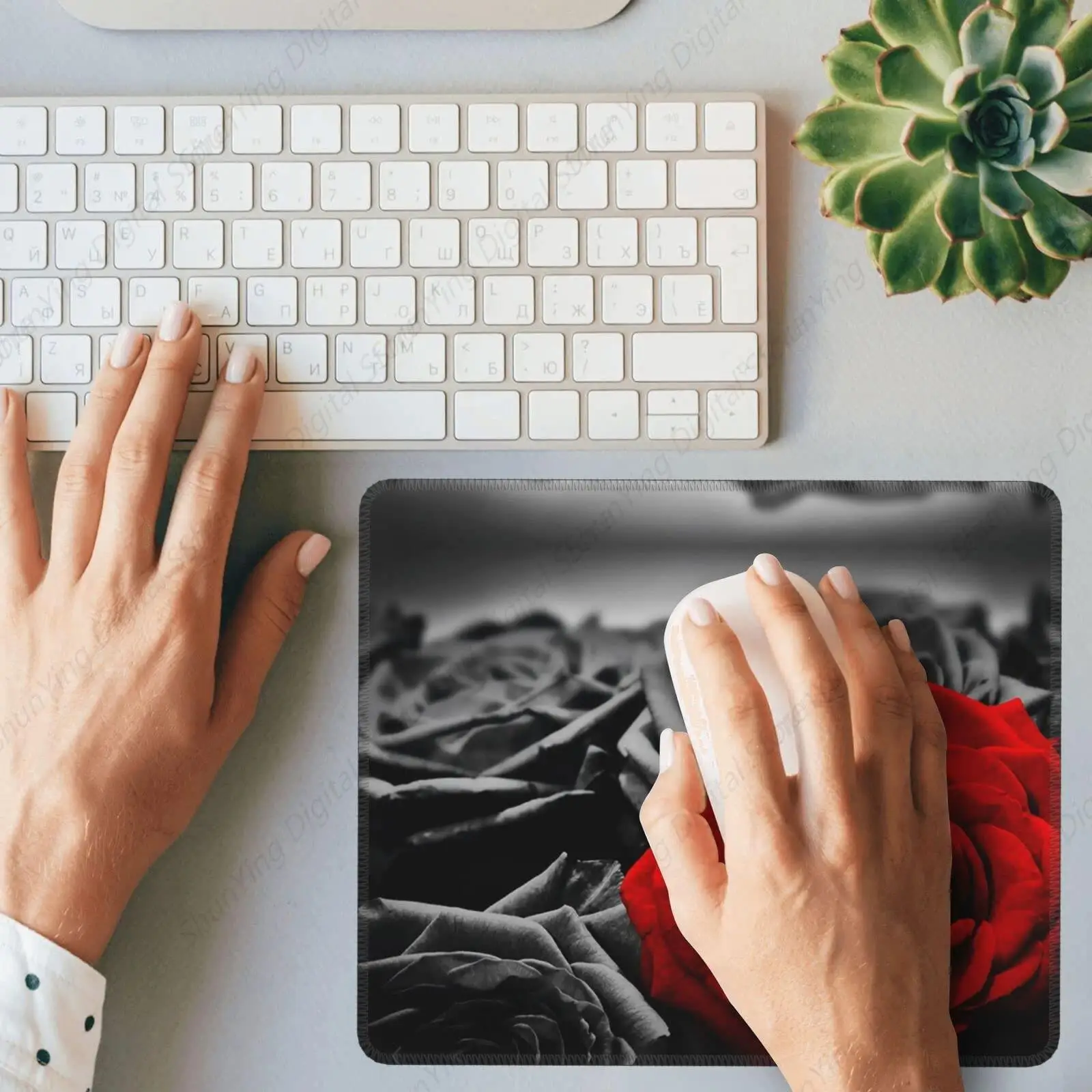 Коврик для мыши с красной розой противоскользящий резиновый коврик игровой