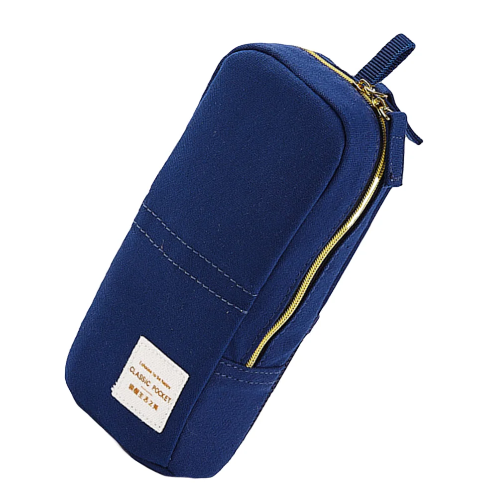 

Pen Pouch Storage Canvas Case Organizer Kawaii Desk Stationery Makeup Large Standing Stand Student Holder Accessory Up