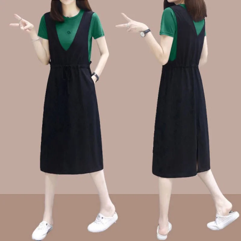 

Korean Dress for Women Midi Dress Ulzzang Trendy Dress Women Dress Short Sleeve Dress Fashion Loose Dress Women Dresses