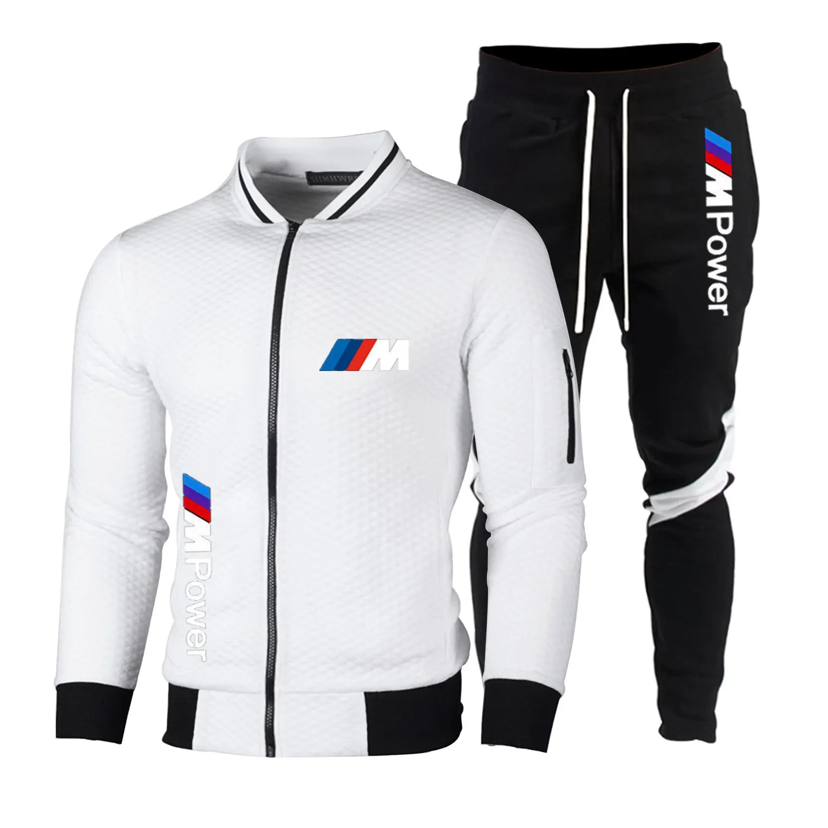 New Men's Set Sports Fashion Brand Set Full Panel Zipper Sweatshirt+Men's Sweatpants Set 2-piece Sports Slim Fit