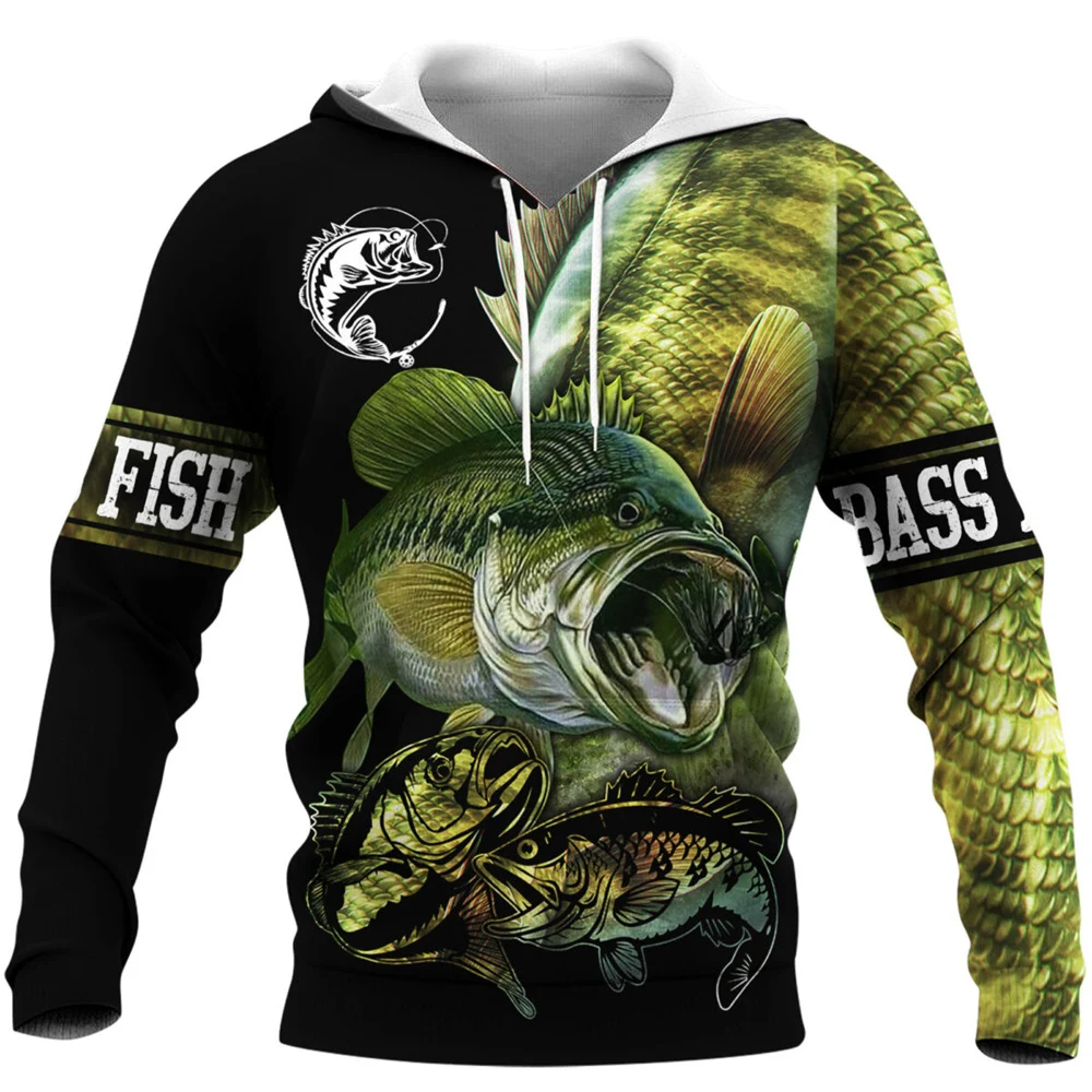 

CLOOCL Men Hoodie Fishing Love Bass Fishing 3D Graphics Printed Pullover Unisex Fashion Zipper Hooded Coat Cozy Sudadera Hombre