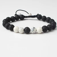 lanli 8mm fashion natural jewelry matte calaite and lava beads bracelet is specially designed for fashionable men and women