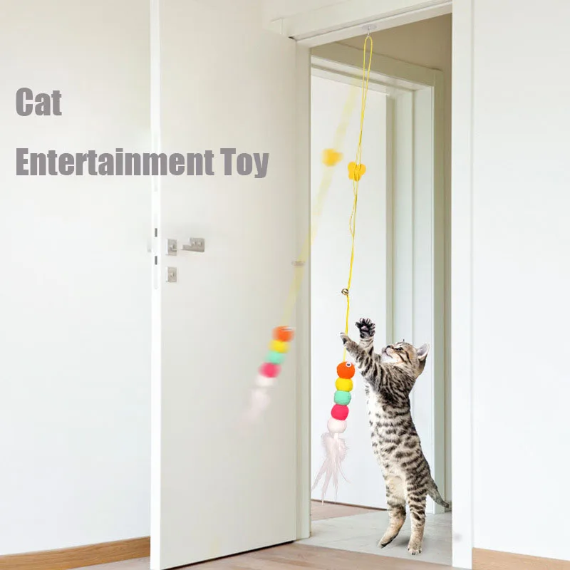 

Cat Toy Hanging Door Swing Toys for Cat Hanging Telescopic Adjustable Catnip Toy Cute Feather Kitten Toy Cat Supplies