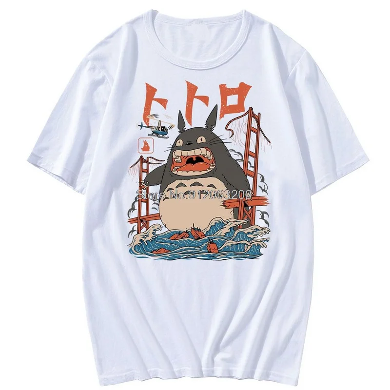 

Cartoon My Neighbor Totoro Ghibli T-shirt Cartoon Harajuku Men And Women Pure Summer Loose Short Sleeve T-shirt