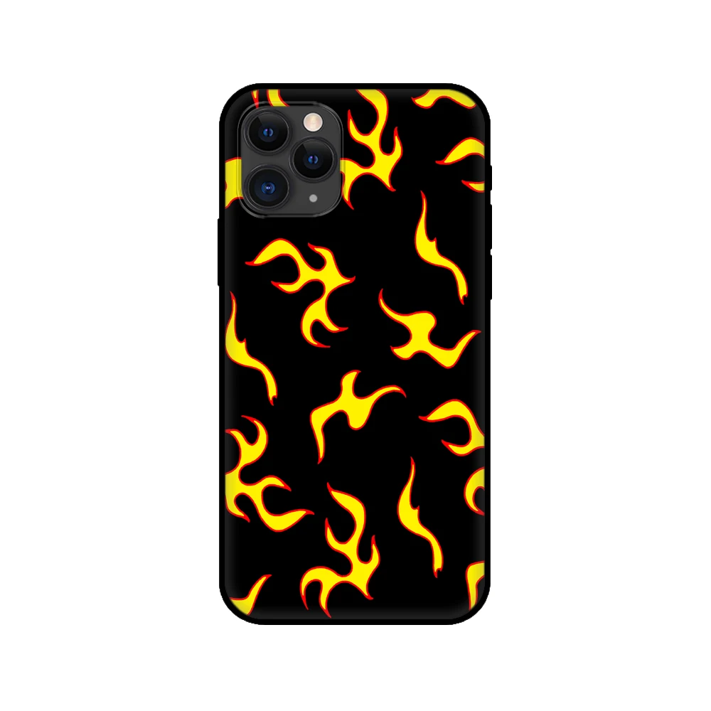 

Черный чехол из ТПУ для iphone 5 5s se 6 6s 7 8 plus x 10, чехол для iphone XR XS 11 pro MAX, Модный чехол с рисунком огня и пламени, Лидер продаж