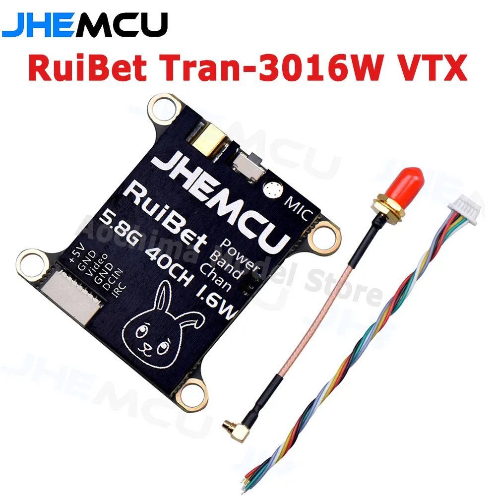 

JHEMCU RuiBet Tran-3016W 5.8G 40CH 1.6W PitMode 25mW 200mW 400mW 800mW 1600mW Adjustable VTX 2-6S 30X30mm for RC FPV Drone