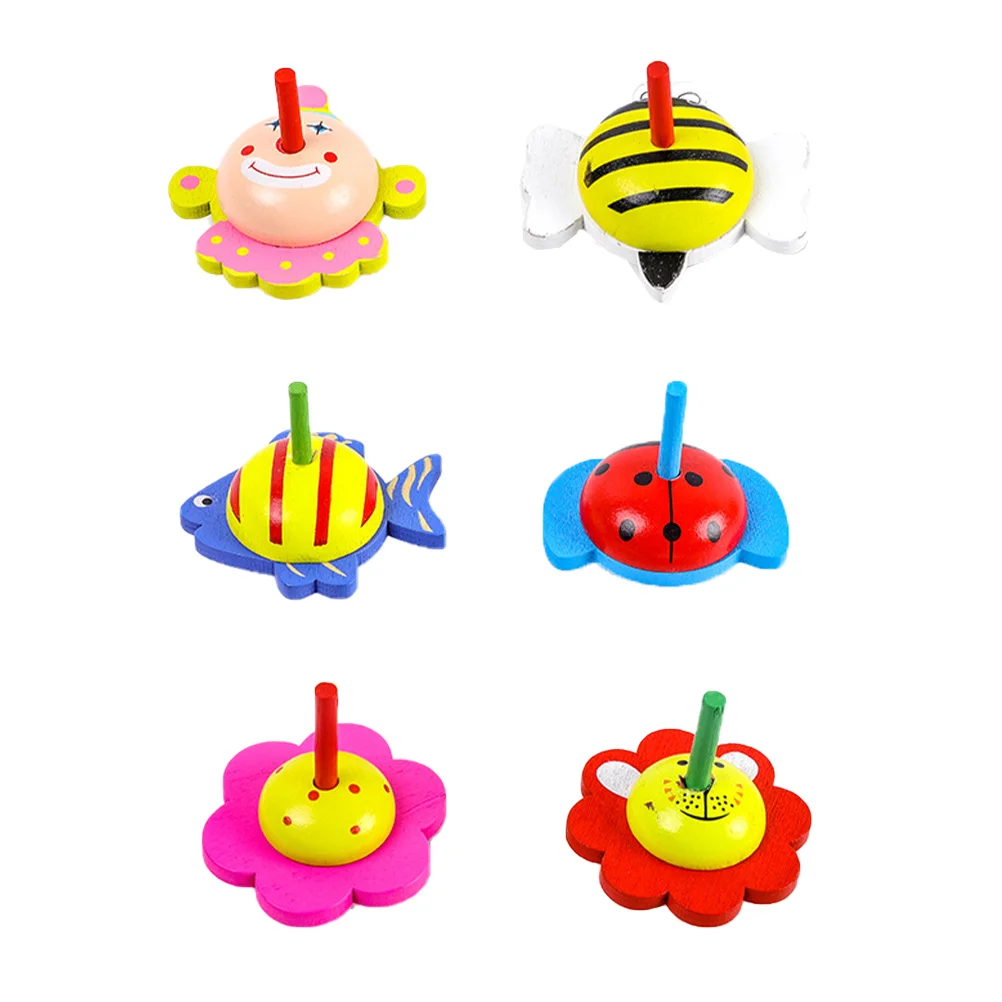 

Wood Toys Toy Cartoon Gyro Toys Assorted Standard-Tops Novelty Flip-Tops
